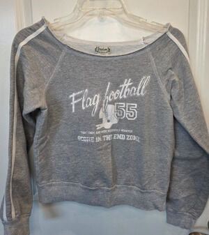 Freedom by Next Era Sweatshirt Striped Womens Medium Gray Football 55 Graphic